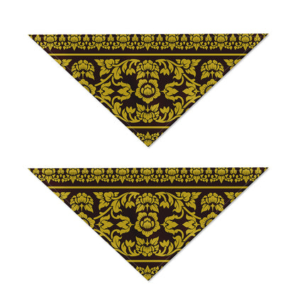Traditional Thai Flower Pattern Print Dog Bandana