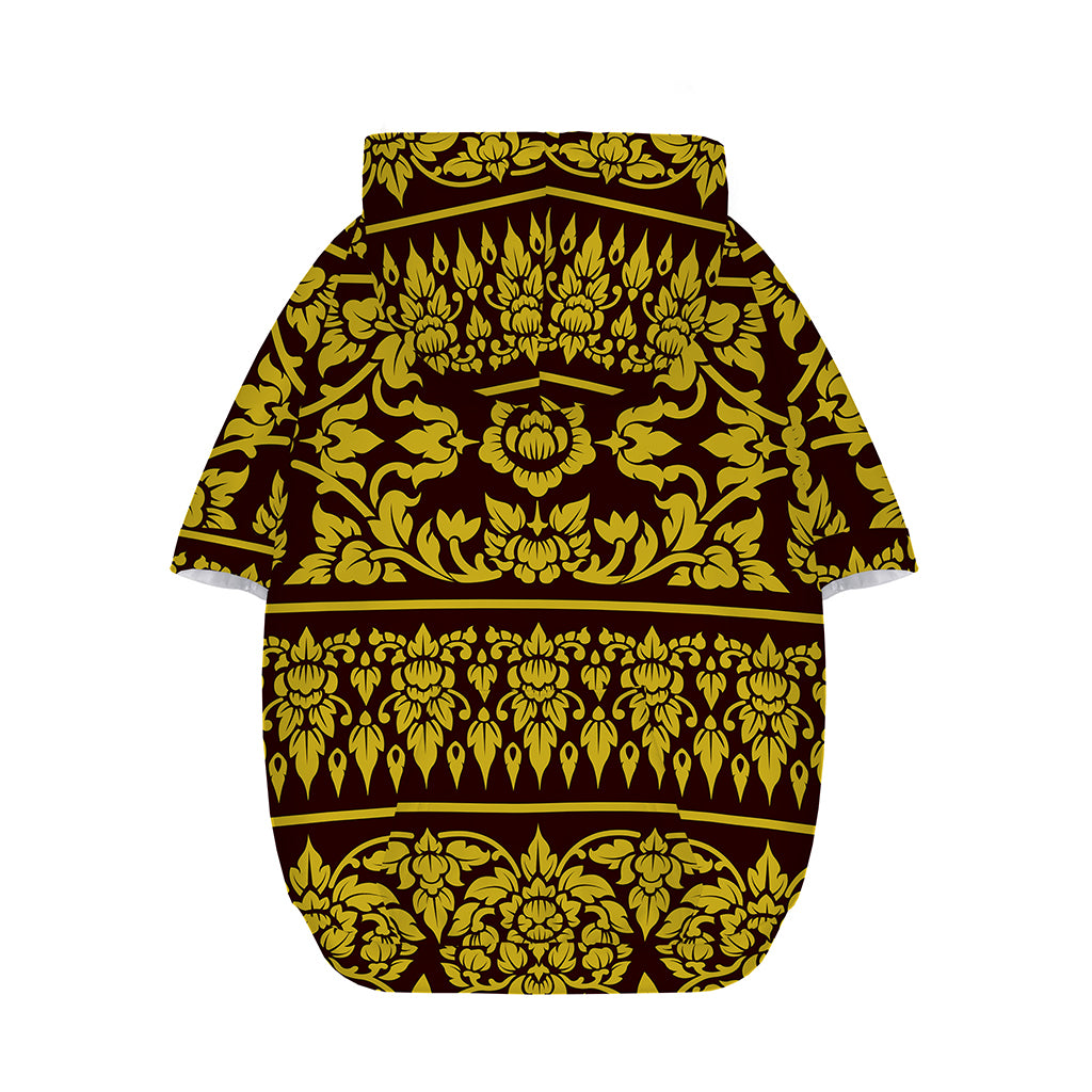 Traditional Thai Flower Pattern Print Dog Zip Up Hoodie