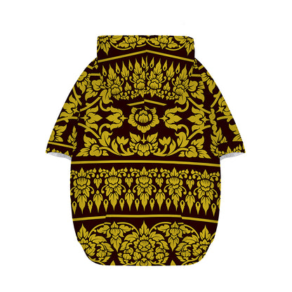 Traditional Thai Flower Pattern Print Dog Zip Up Hoodie