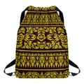 Traditional Thai Flower Pattern Print Drawstring Backpack