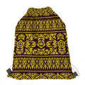 Traditional Thai Flower Pattern Print Drawstring Bag