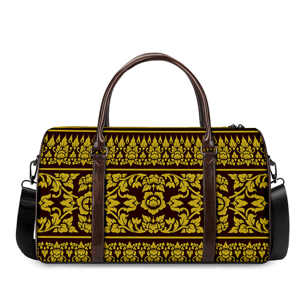 Traditional Thai Flower Pattern Print Duffle Bag