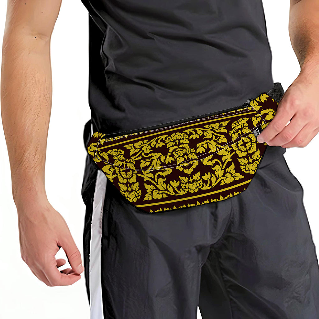Traditional Thai Flower Pattern Print Fanny Pack