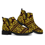 Traditional Thai Flower Pattern Print Flat Ankle Boots