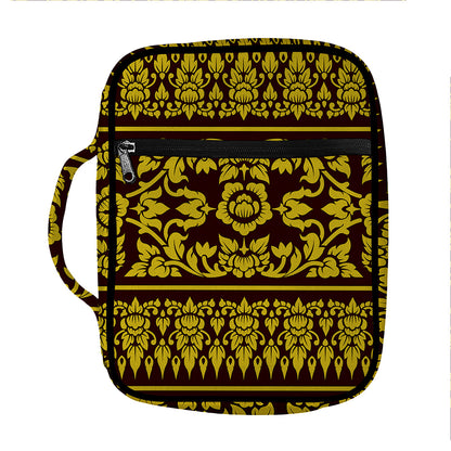 Traditional Thai Flower Pattern Print Front Pocket Bible Bag