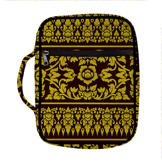 Traditional Thai Flower Pattern Print Front Pocket Bible Bag