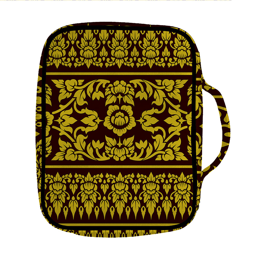 Traditional Thai Flower Pattern Print Front Pocket Bible Bag