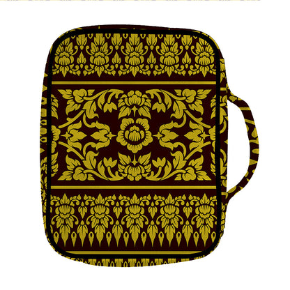 Traditional Thai Flower Pattern Print Front Pocket Bible Bag