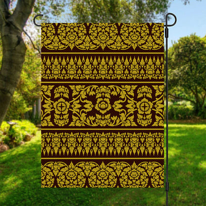 Traditional Thai Flower Pattern Print Garden Flag
