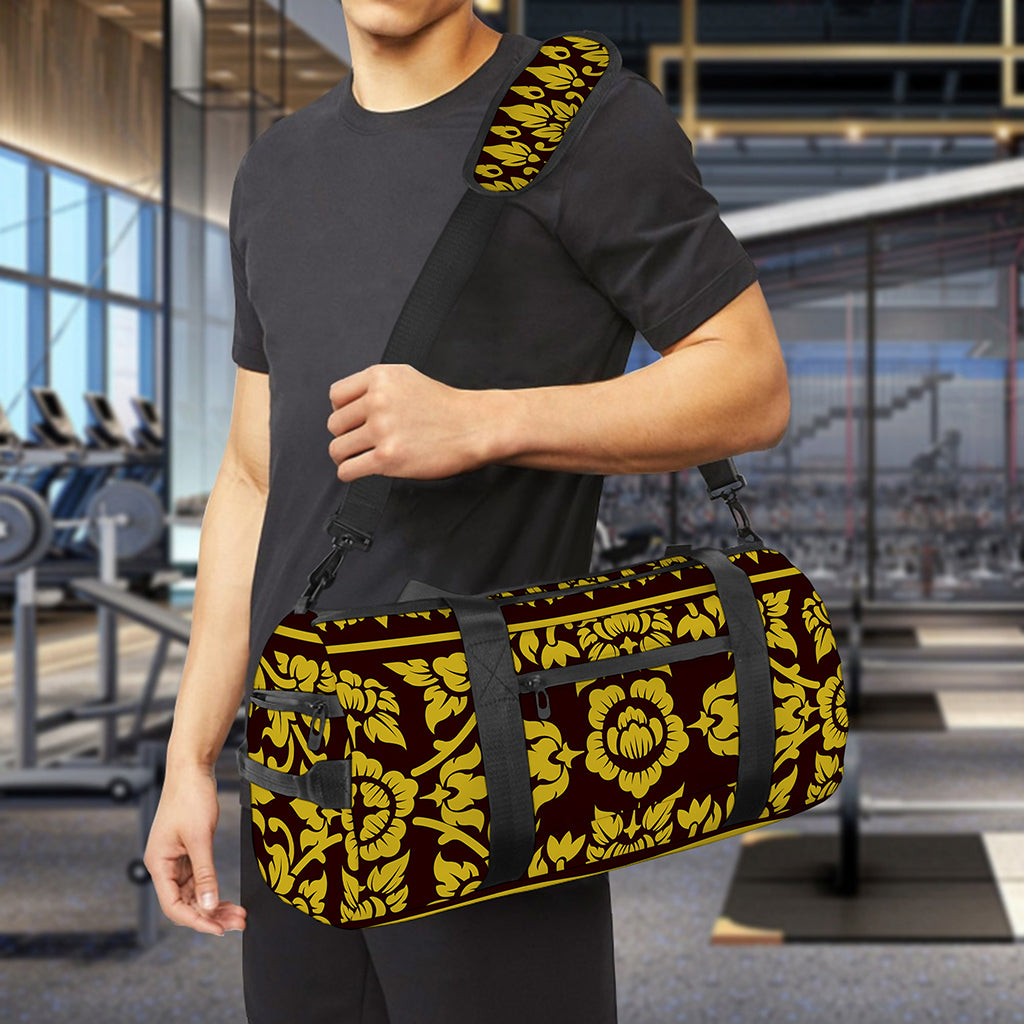 Traditional Thai Flower Pattern Print Gym Bag