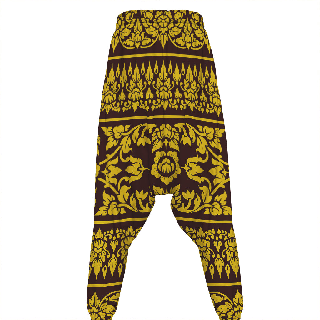 Traditional Thai Flower Pattern Print Hammer Pants