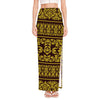 Traditional Thai Flower Pattern Print High Slit Maxi Skirt