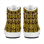 Traditional Thai Flower Pattern Print High Top Leather Sneakers