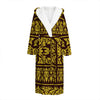 Traditional Thai Flower Pattern Print Hooded Bathrobe