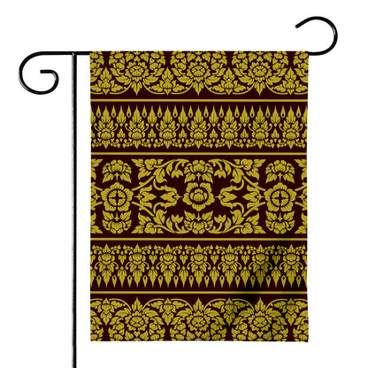 Traditional Thai Flower Pattern Print House Flag