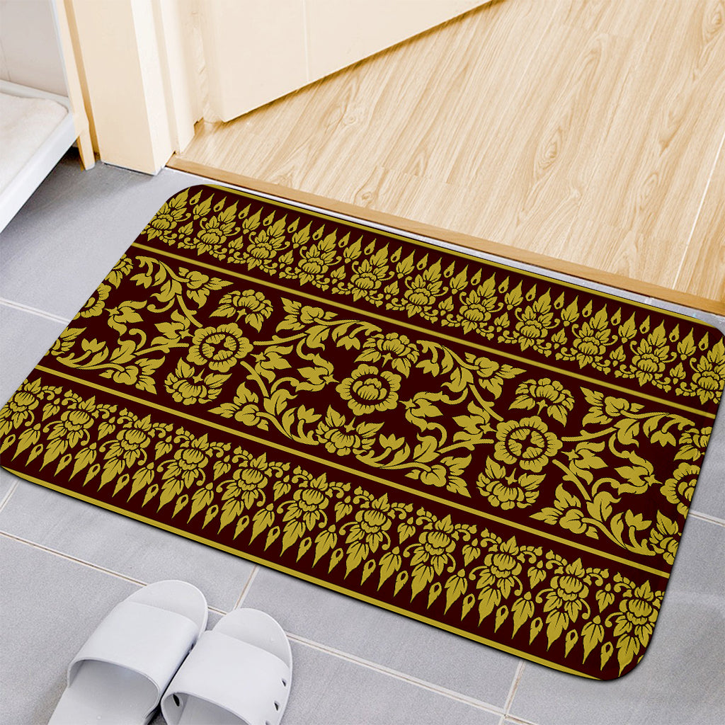 Traditional Thai Flower Pattern Print Indoor Door Mat