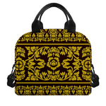 Traditional Thai Flower Pattern Print Insulated Lunch Bag