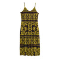 Traditional Thai Flower Pattern Print Jersey Midi Cami Dress