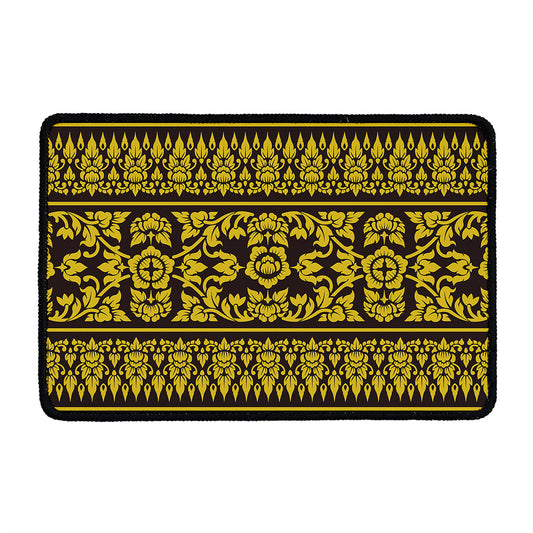 Traditional Thai Flower Pattern Print Kitchen Mat