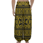 Traditional Thai Flower Pattern Print Lantern Pants