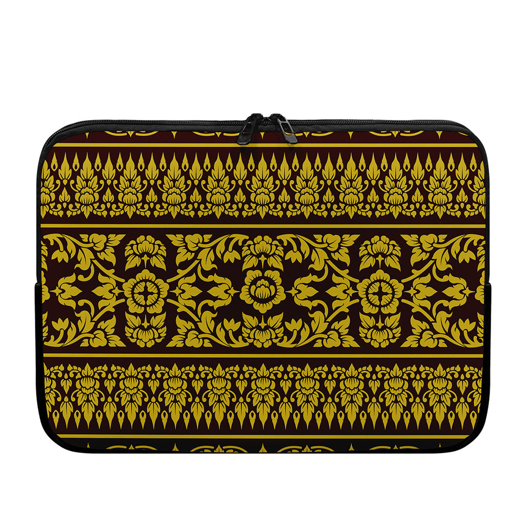 Traditional Thai Flower Pattern Print Laptop Sleeve
