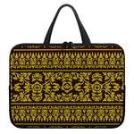 Traditional Thai Flower Pattern Print Laptop Sleeve With Handle