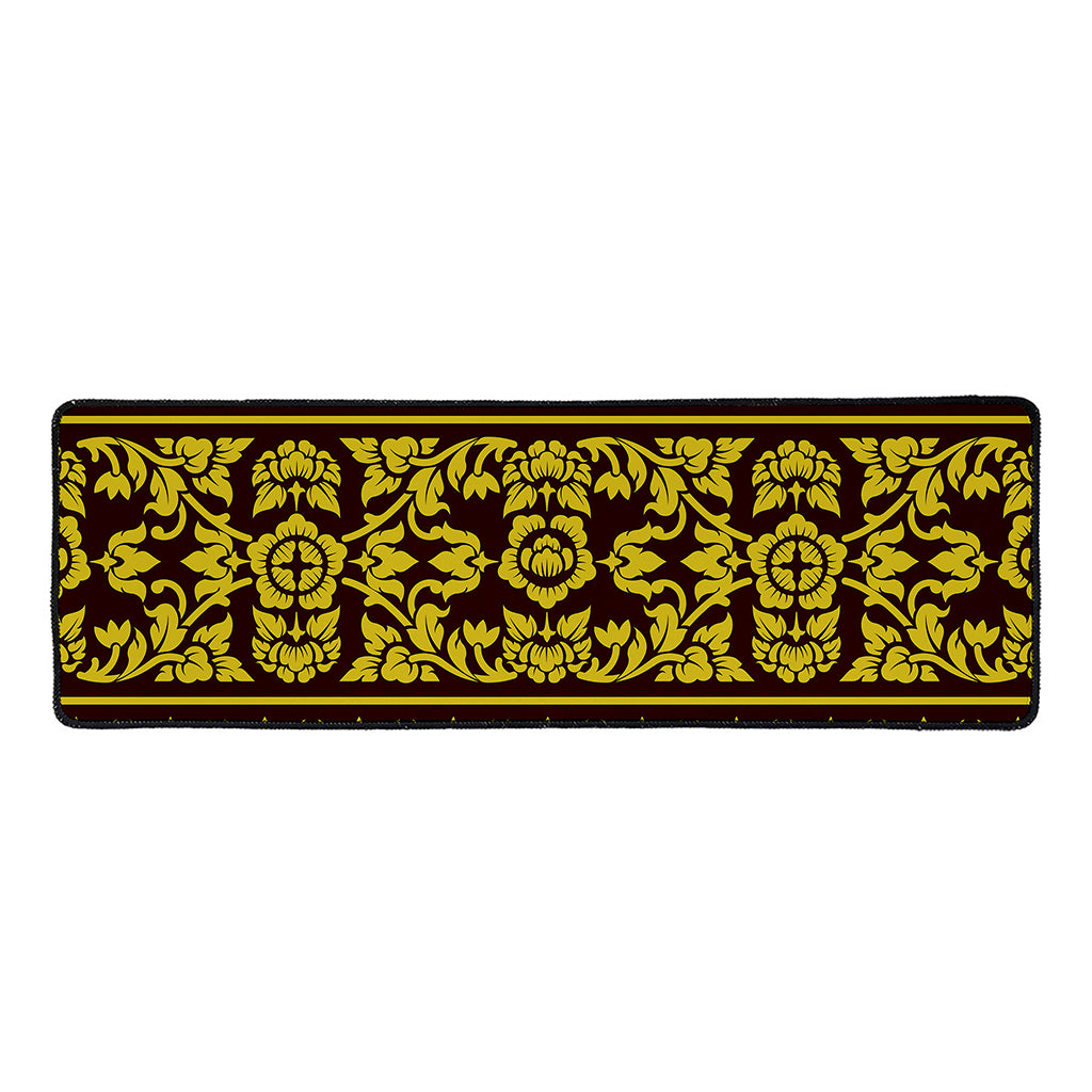 Traditional Thai Flower Pattern Print Long Kitchen Mat