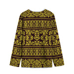 Traditional Thai Flower Pattern Print Long Sleeve Short Coat