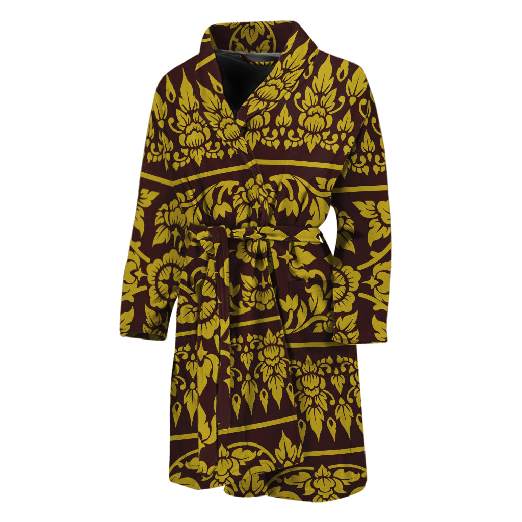 Traditional Thai Flower Pattern Print Men's Bathrobe