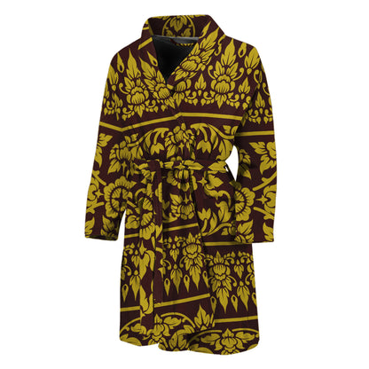 Traditional Thai Flower Pattern Print Men's Bathrobe