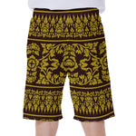 Traditional Thai Flower Pattern Print Men's Beach Shorts