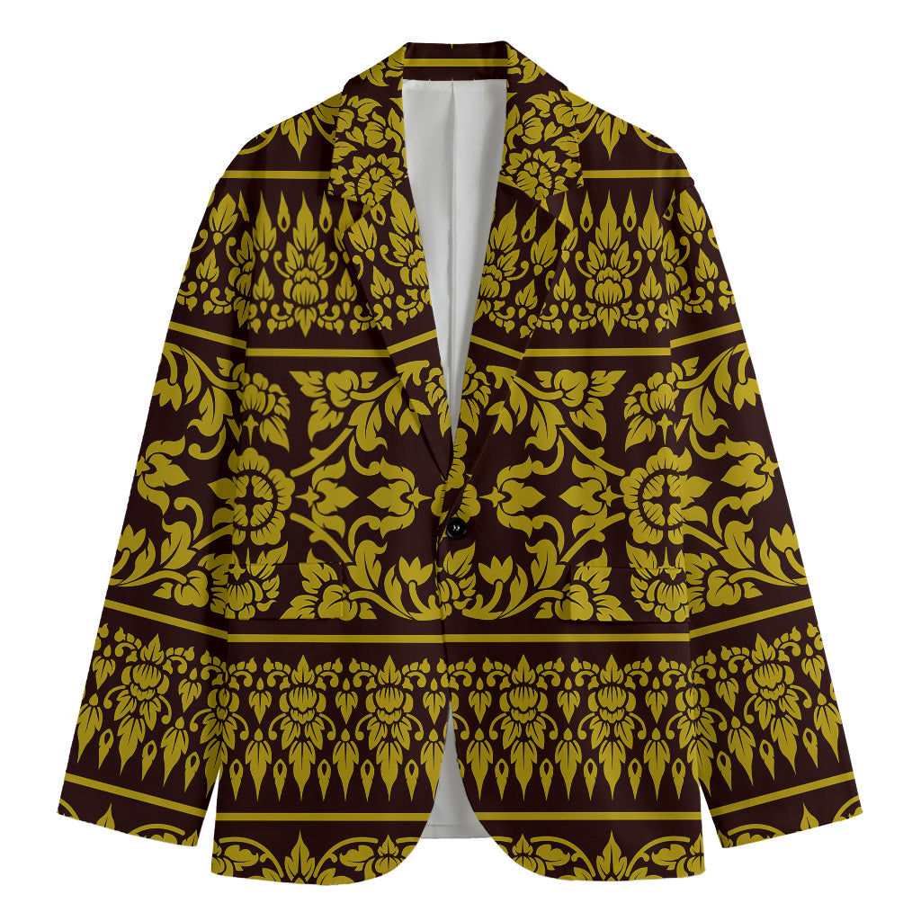 Traditional Thai Flower Pattern Print Men's Blazer