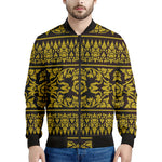 Traditional Thai Flower Pattern Print Men's Bomber Jacket