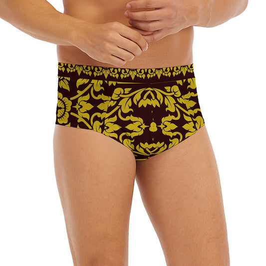 Traditional Thai Flower Pattern Print Men's Briefs