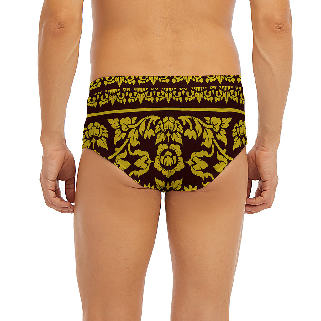 Traditional Thai Flower Pattern Print Men's Briefs