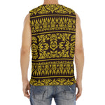 Traditional Thai Flower Pattern Print Men's Fitness Tank Top