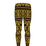 Traditional Thai Flower Pattern Print Men's leggings