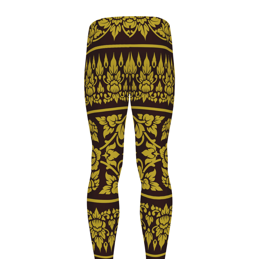 Traditional Thai Flower Pattern Print Men's leggings