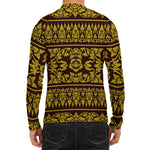 Traditional Thai Flower Pattern Print Men's Long Sleeve Rash Guard