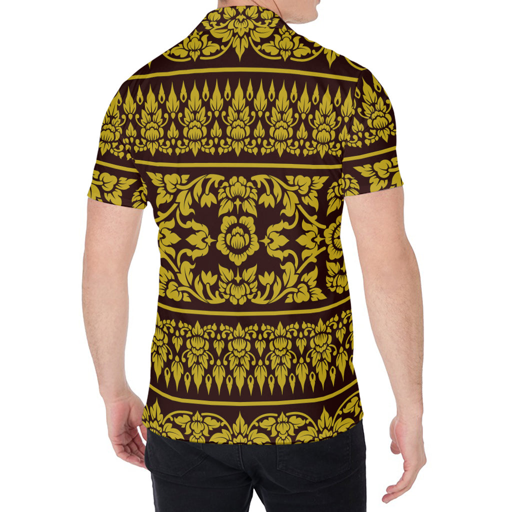 Traditional Thai Flower Pattern Print Men's Shirt