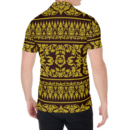 Traditional Thai Flower Pattern Print Men's Shirt