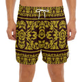 Traditional Thai Flower Pattern Print Men's Split Running Shorts