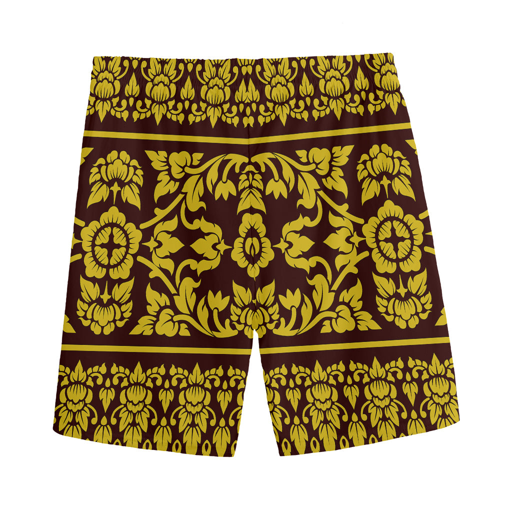 Traditional Thai Flower Pattern Print Men's Sports Shorts
