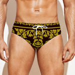 Traditional Thai Flower Pattern Print Men's Swim Briefs