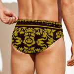 Traditional Thai Flower Pattern Print Men's Swim Briefs