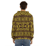 Traditional Thai Flower Pattern Print Men's Velvet Pullover Hoodie