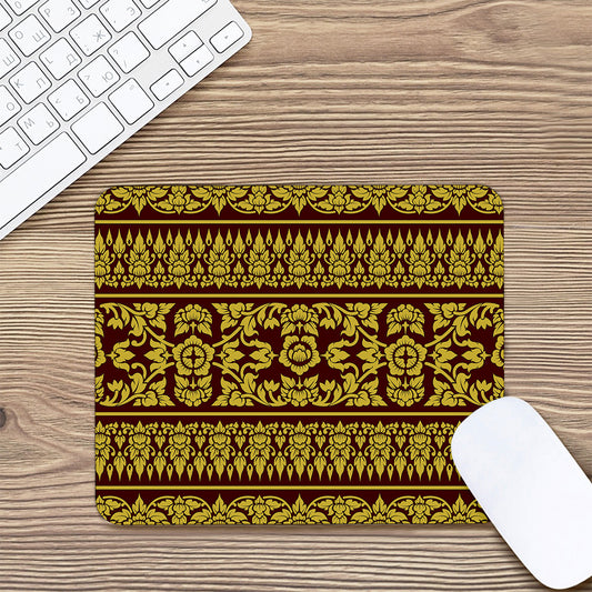 Traditional Thai Flower Pattern Print Mouse Pad