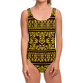 Traditional Thai Flower Pattern Print One Piece Swimsuit
