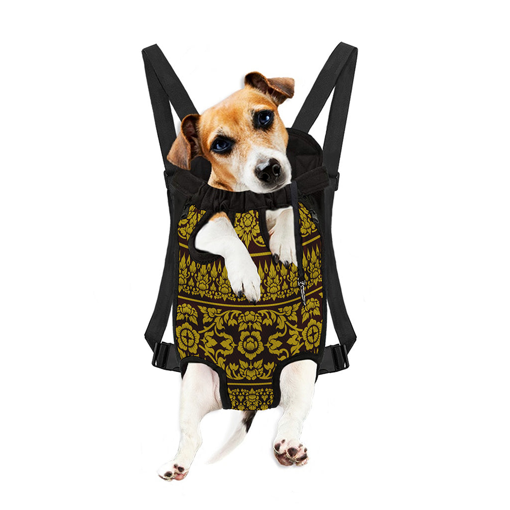 Traditional Thai Flower Pattern Print Pet Carrier Backpack