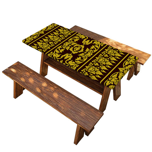 Traditional Thai Flower Pattern Print Picnic Table Cover